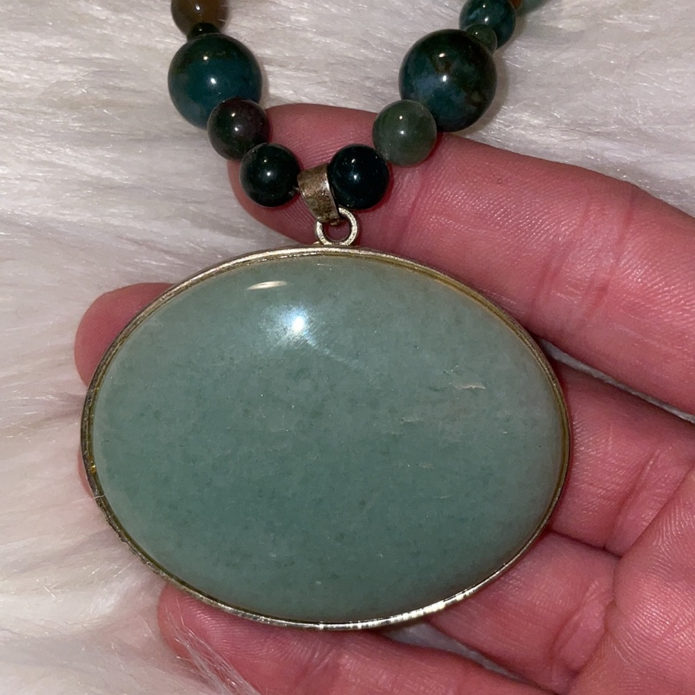 Jade and other semi-precious stone necklace.